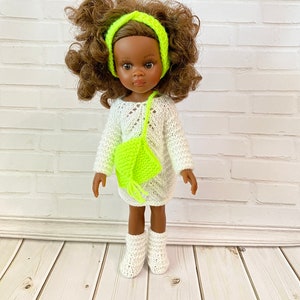 Clothing set for Paola Reina doll outfit Clothes for Paola Reina Kniitted white outfit for doll Gift for dolldaughter Handmade bag for doll