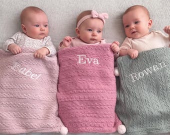 Personalized Baby Blanket – Soft Fleece Wrap & Knitted Throw  Baby Gift