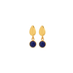 14K Gold Lapis Lazuli Dangle Earrings: Handmade Wedding Jewelry