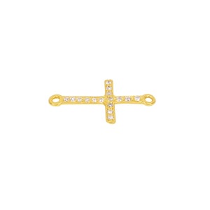 White CZ Cross Gold Pendant, Studded Cubic Zircon Pendant, Christian Religion Gold Jewelry, Gold CZ Good luck Pendant, Pendant For Men Women image 4