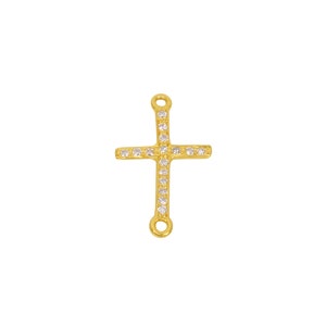 White CZ Cross Gold Pendant, Studded Cubic Zircon Pendant, Christian Religion Gold Jewelry, Gold CZ Good luck Pendant, Pendant For Men Women image 2