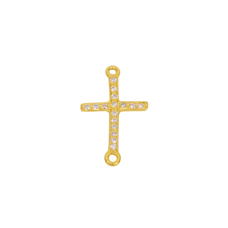 White CZ Cross Gold Pendant, Studded Cubic Zircon Pendant, Christian Religion Gold Jewelry, Gold CZ Good luck Pendant, Pendant For Men Women image 2