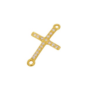 White CZ Cross Gold Pendant, Studded Cubic Zircon Pendant, Christian Religion Gold Jewelry, Gold CZ Good luck Pendant, Pendant For Men Women image 3