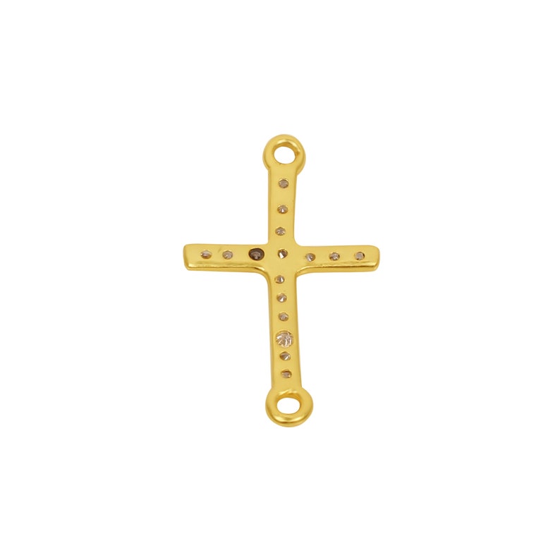 White CZ Cross Gold Pendant, Studded Cubic Zircon Pendant, Christian Religion Gold Jewelry, Gold CZ Good luck Pendant, Pendant For Men Women image 5