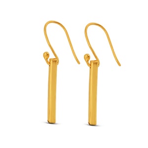 Aretes de barra de oro de 22 quilates: colgantes sencillos, línea minimalista