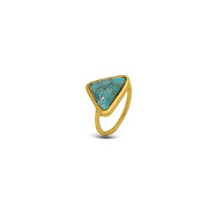 Turquoise Pure Gold Ring, 12K Solid Gold Ring, Women Jewelry, Protective Stone Ring, December Birthstone, Men Women Ring, Natural Stone
