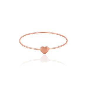 Handmade 925 Sterling Silver Rose Gold Plated Heart Bangle – Minimalist Adjustable Bracelet for Women