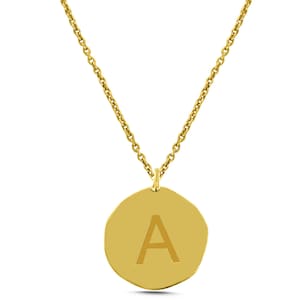 10K/14K Gold Initial Pendant Necklace: Personalized Gold Charm