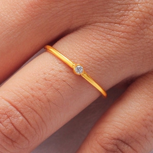 10K Gold Dainty Diamond Ring: Minimalist Stacking Ring