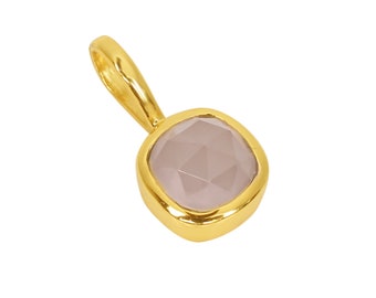Rose Quartz Charm Pendant For Women, Tiny Rose Quartz Pendant, Rose Cut Gemstone Pendant, Gemstone Jewelry, Minimalist Rose Quartz Pendant