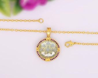 Round Designer Handmade Solid Gold Necklace For Bride | 22 Inches Long Cable Chain Necklace | Elegant Jewelry for Woman