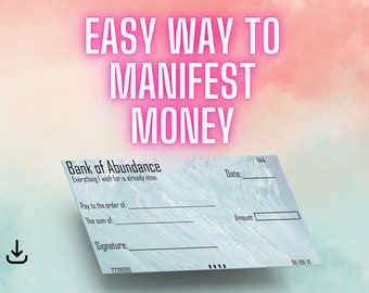 Manifestation checks printable money manifestation, multiple designs manifestation cheques to manifest money and abundance