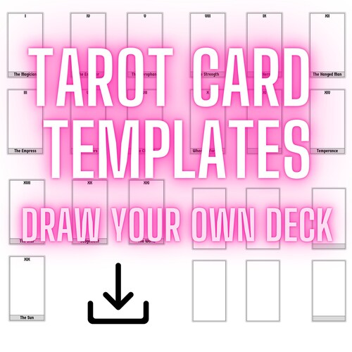 Modèles de cartes de tarot : dessinez votre propre jeu + jeu de coloriage Rider Waite (téléchargement numérique)