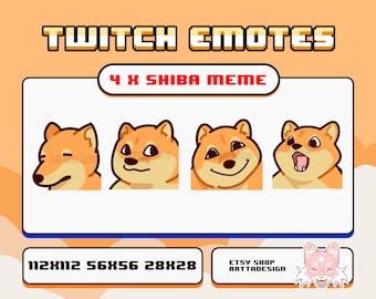 4 x Shiba Meme, Dog Emotes for Twitch, Discord