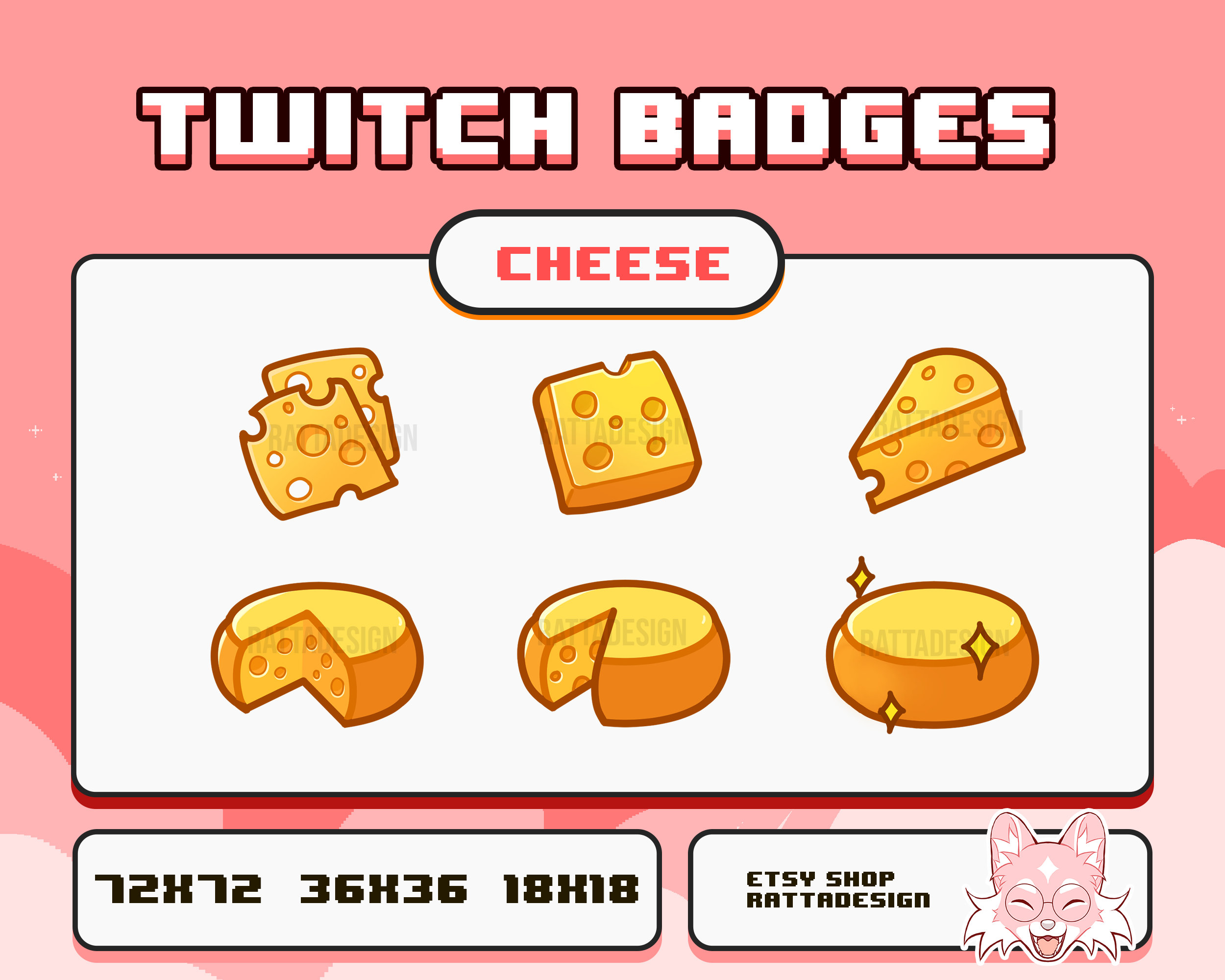 Cheese Sub Badges for Twitch Etsy Canada