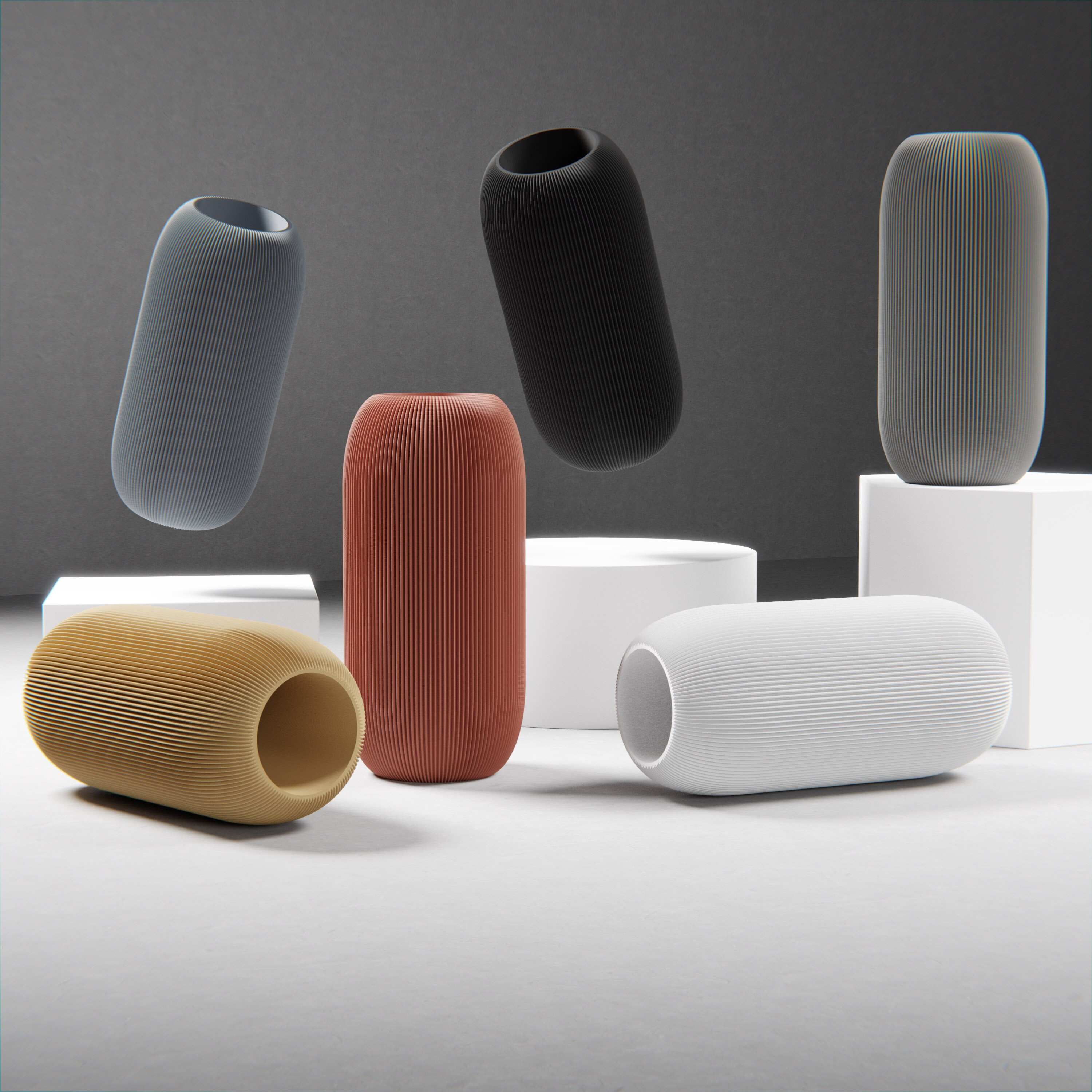 Pille | Des Couleurs Classiques Vase Décoration Imperméable à L'eau Impression 3D