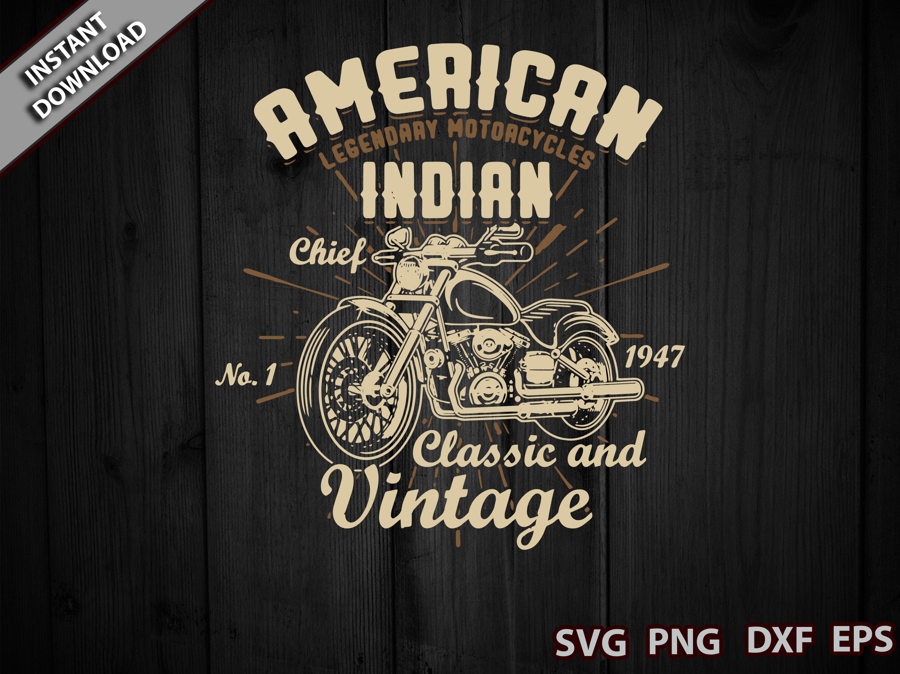 Retro Vintage American Motorcycle Indian For Old Biker Svg Etsy