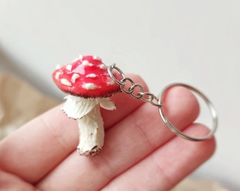 Cute Mushroom Kawaii Keychain Forest Core Keychain Cottage Core Keychain Mushroom House in the Forest Keychain