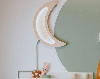 Moon Wall Light, Wooden Wall Light, Kids Room Decor, Baby Room Night Light, Nursery Room Lighting, Child Wall Lamp, Baby Shower Gift Active