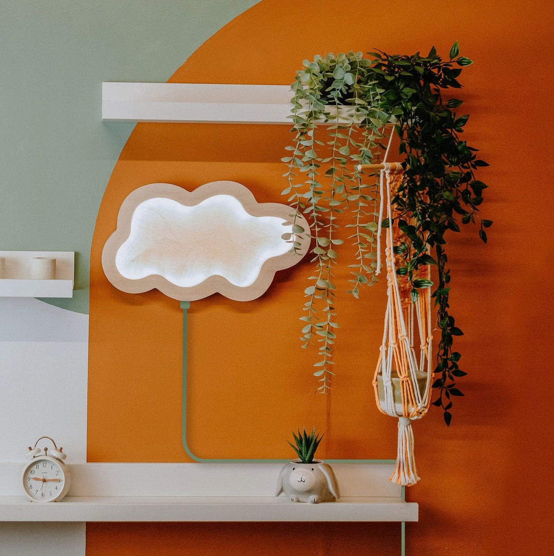 Cloud Wall Light, Wooden Wall Light, Kids Room Decor, Baby Room Night