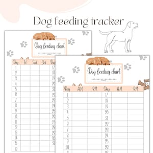 Voertracker voor honden | Afdrukbare voedingstabel (maandelijks)