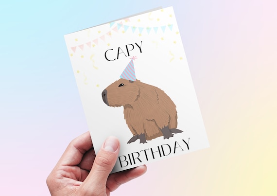 Capybara Printable Birthday Card FILE - Etsy UK