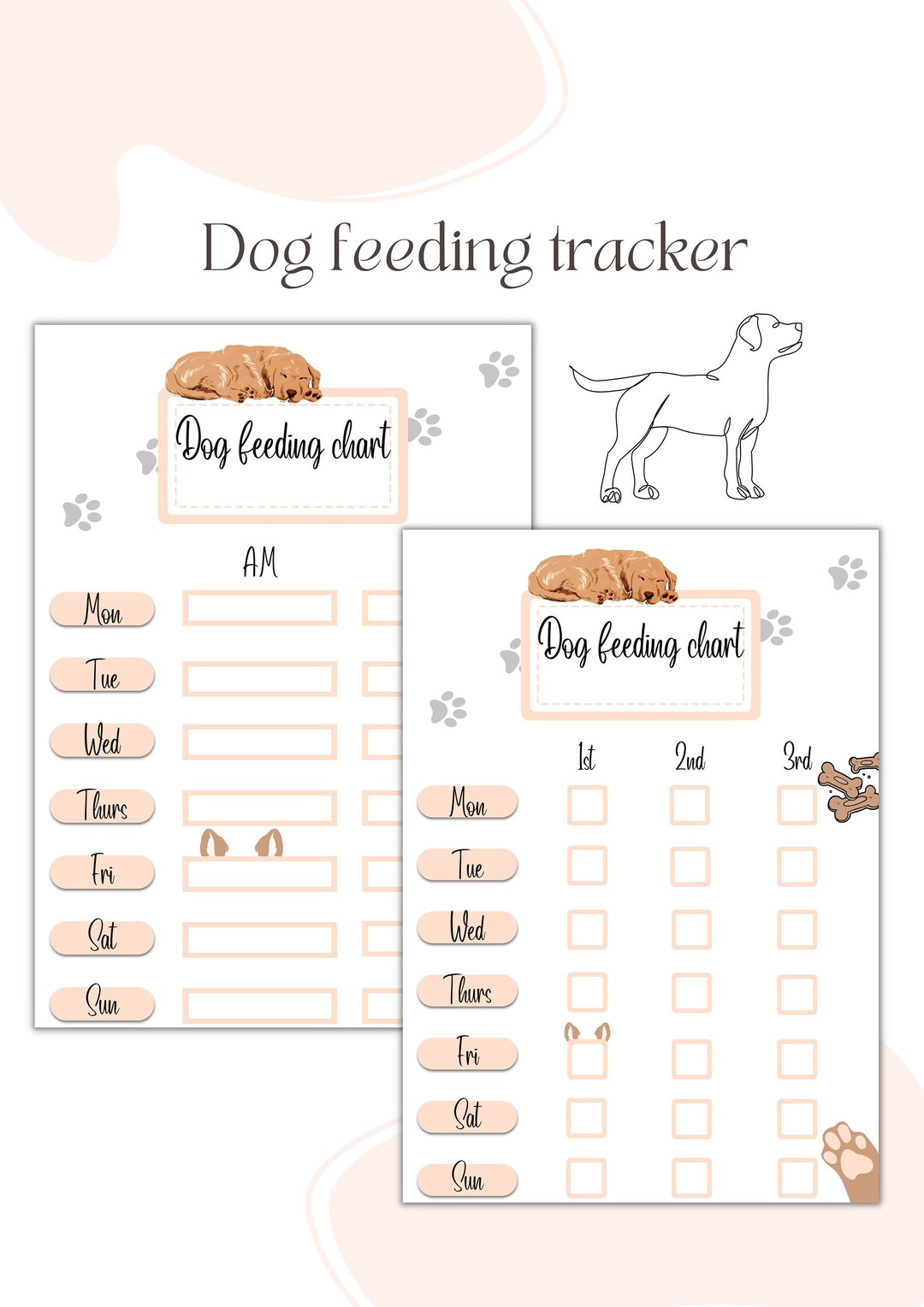 Printable Dog Feeding Chart Etsy Printable Dog Feeding Chart Etsy