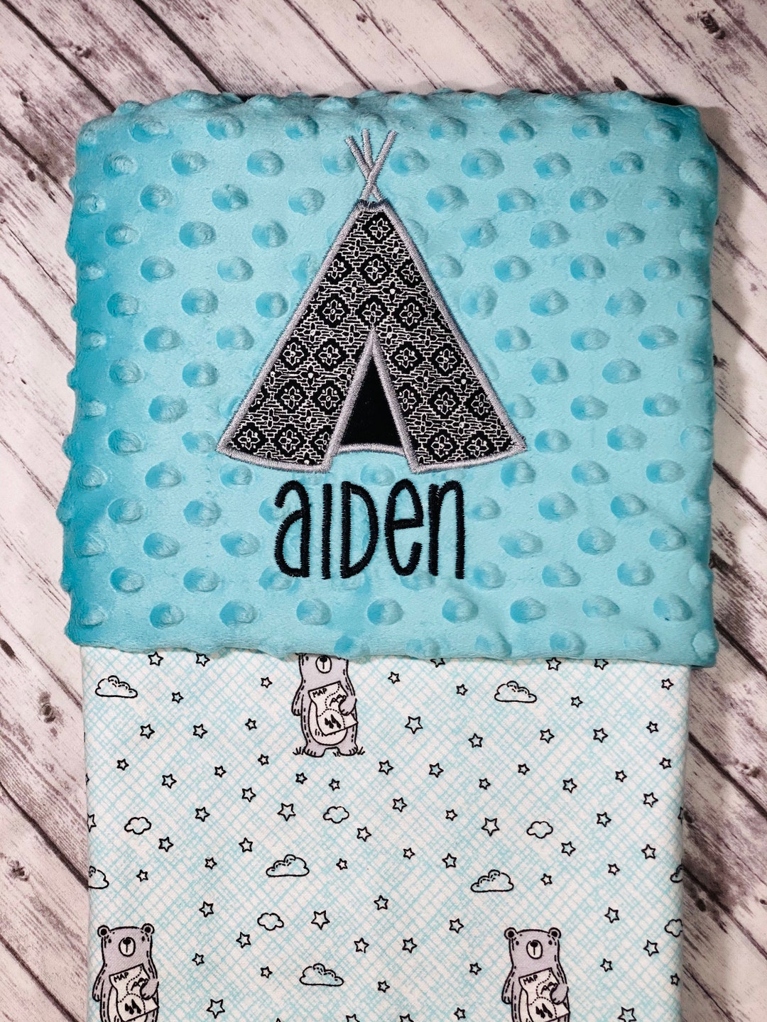 Teepee Embroidered Baby Blanket/baby Boy Blanket/teepee Etsy