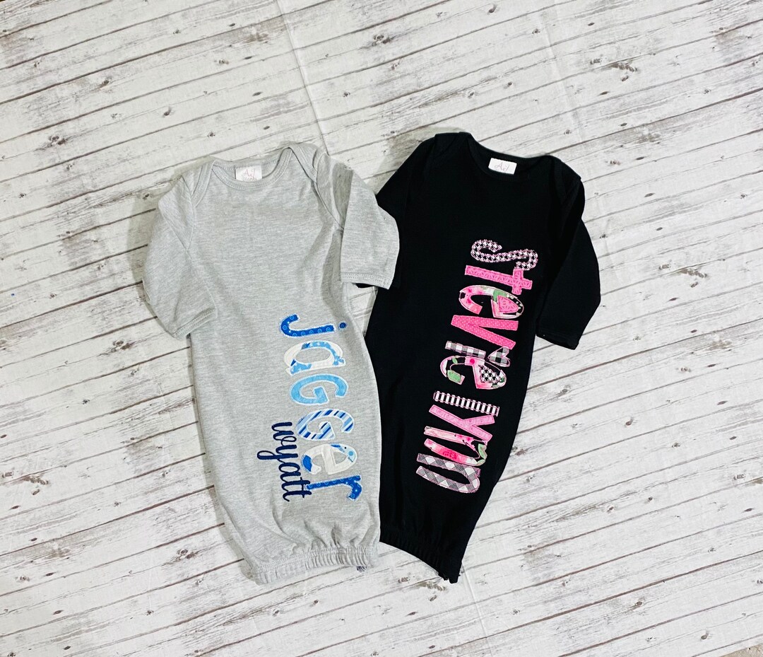 Personalized Infant Gown/embroidered Baby Gown/ Baby Boy Gown/ Baby