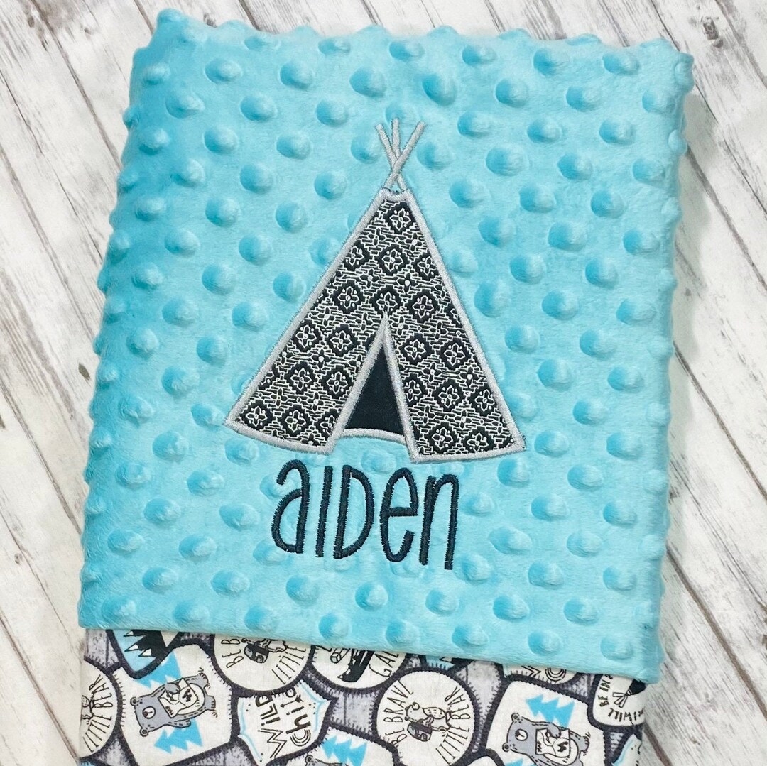 Teepee Embroidered Baby Blanket/baby Boy Blanket/teepee Etsy