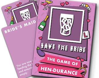 Save The Bride: Hen Party Game! A Hilarious Drinking Game To Test Your Hendurance! Great Bachelorette Party Idea, Predrinks Hen Do Card Game