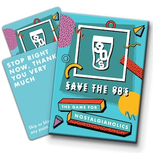 Sauvez les années 90, jeu à boire ! Un jeu de société nostalgique ! Un super cadeau d'anniversaire rétro et un jeu de cartes amusant pour adultes avant l'apéritif des années 90 !