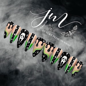 Cosmic Scream • Salon Quality • Long-Wearing • Set of 10 • Luxury Hand Painted Reusable Press On Nails