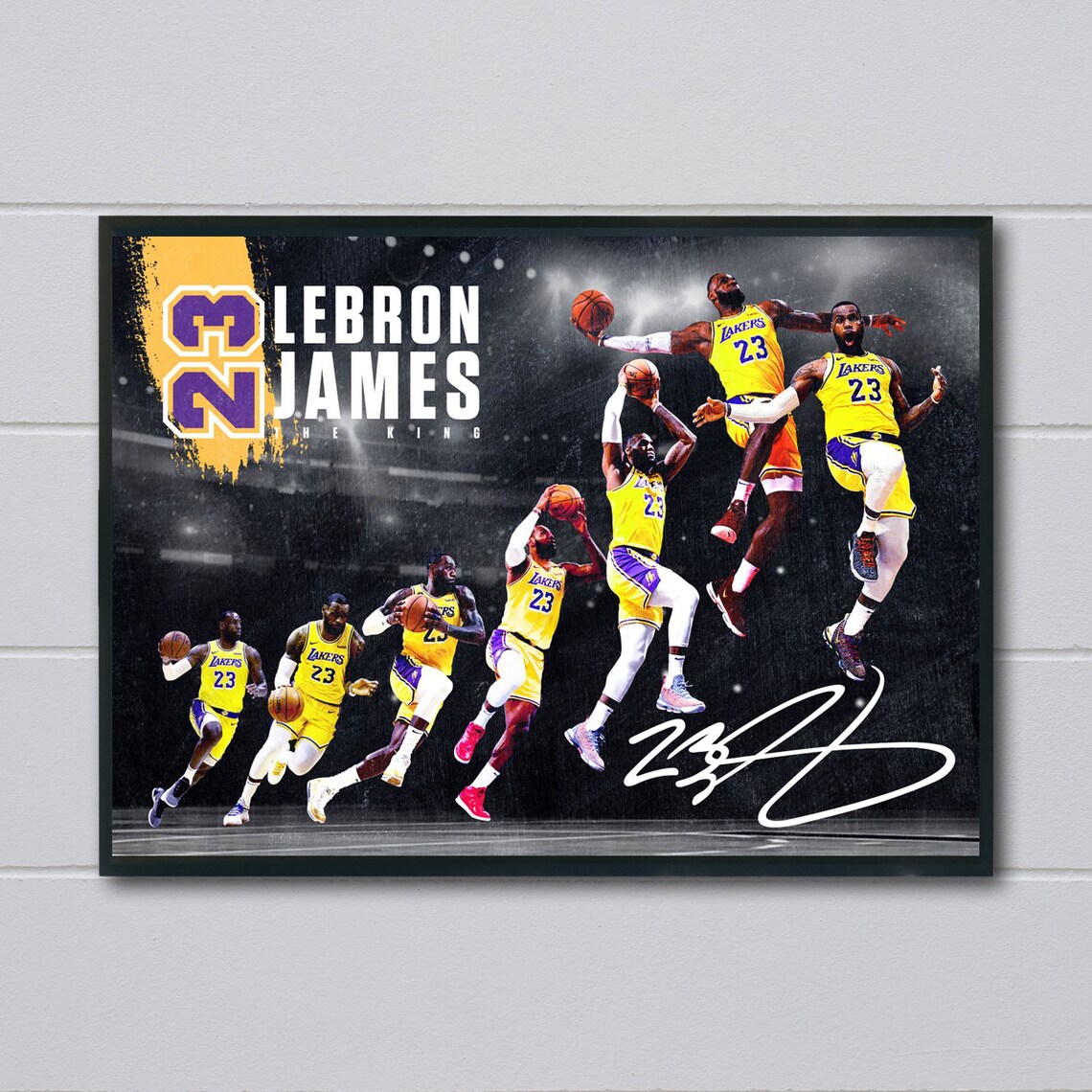 Lebron James NBA Landscape Poster Basketball Poster black Etsy