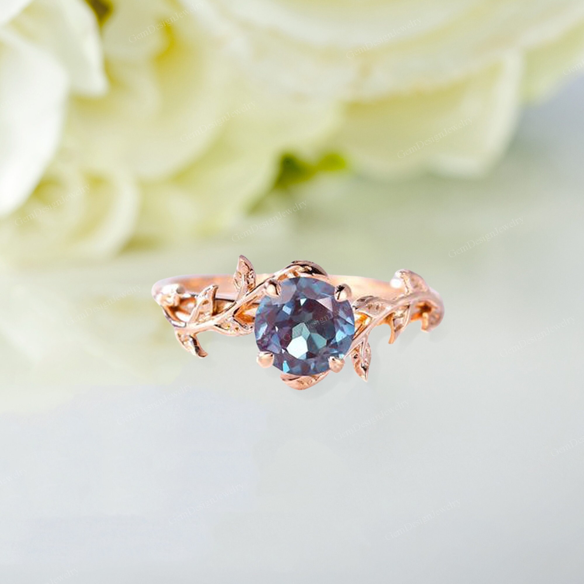 Leaf Alexandrite Promise Ring June Birthstone Birthday Etsy