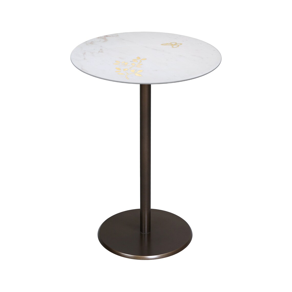 White Marble Round Accent Table Mid Century Modern Coffee Etsy