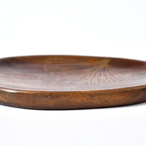 Wooden Serving Plate, Small Wood and Brass Serving Platter, Dinnerware, Trinket Tray, Couple Gift. image 5