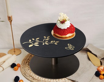 Wedding Cake Display Stand, Cake Stand with Brass Inlay, Table Centerpiece,  Personalized Cake Stand,  Gift for Friend.