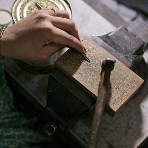 Wooden Jewellery Box with Brass Inlay, Trinket Box with Geometric Motif, Gift for Christmas image 10