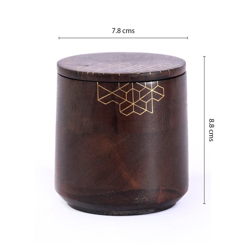 Wooden Jewellery Box with Brass Inlay, Trinket Box with Geometric Motif, Gift for Christmas image 4