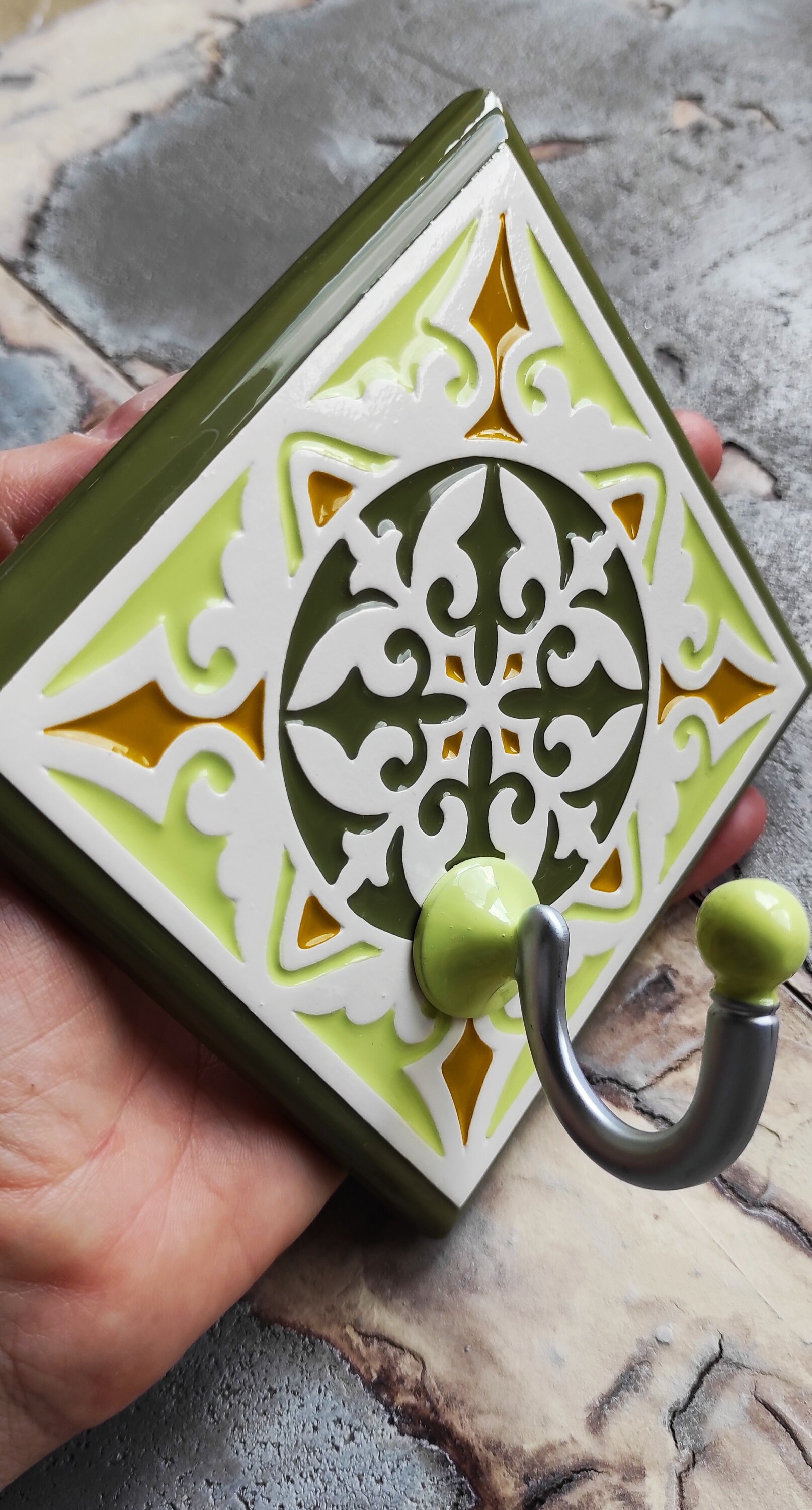 Towel Hooks Towel Rack Hand Painted Tile Hanger Towel Holder Etsy