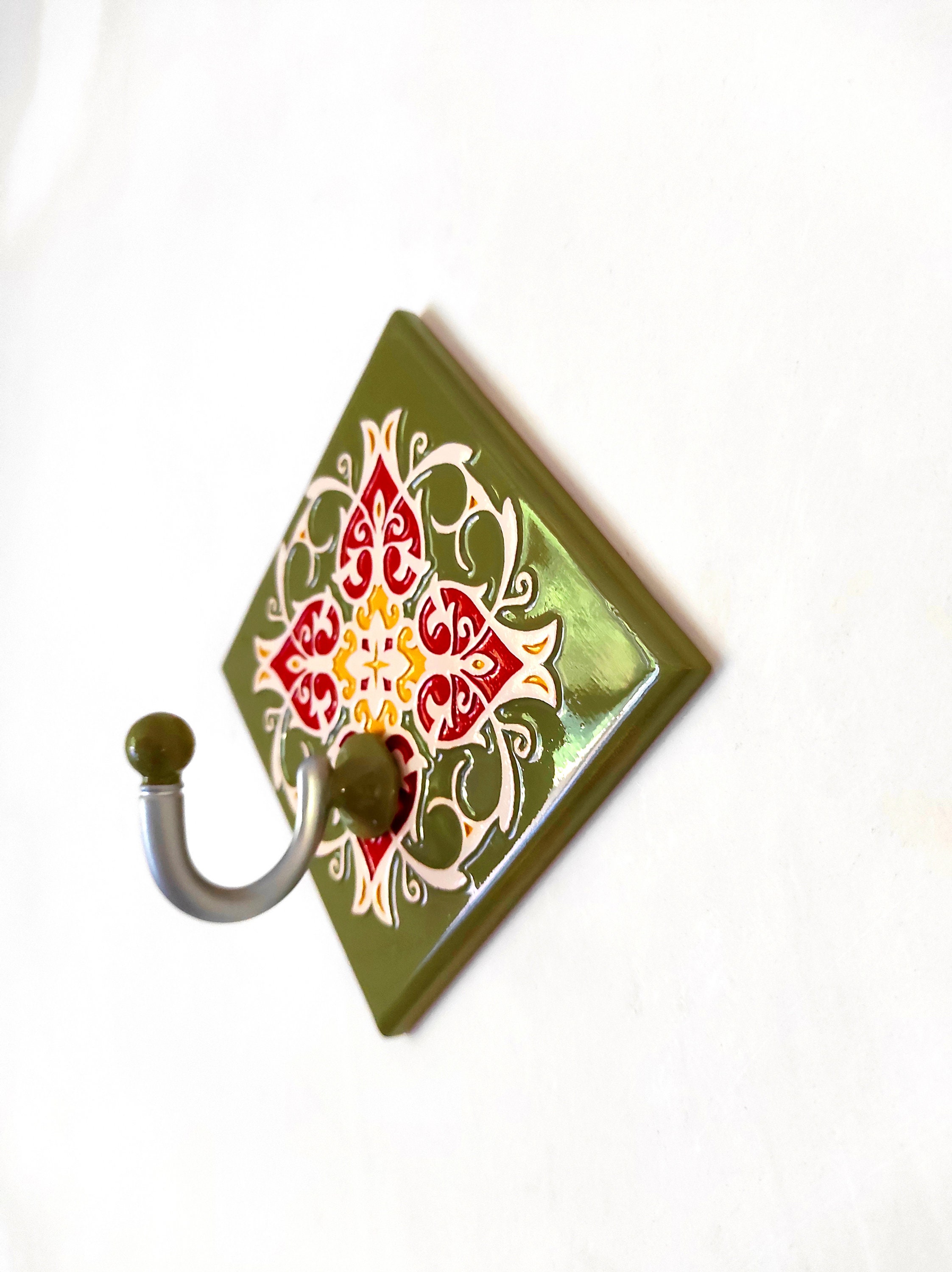 Towel Hooks Towel Rack Hand Painted Tile Hanger Towel Holder Etsy