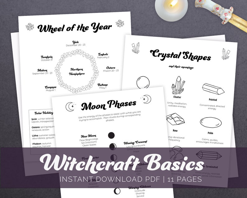 Witchcraft Basics Printable Pages, 11 Pages, Witchcraft Bundle ...