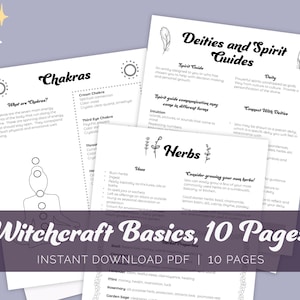 Witchcraft Basics Printable Pages, 10 pages, Witchcraft Bundle, Grimoire Printables, Book of Shadows, Witch Printables, Beginner Witch