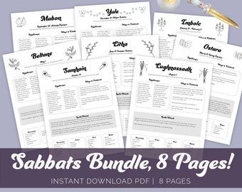 Sabbats Bundle, Witchcraft Sabbats, Pagan Sabbats, Grimoire Printable, Baby Witch, Witch Printable, Beginner Witch, Book of Shadows