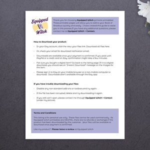 Pode incluir: Uma folha de papel branca com texto preto que explica como baixar um produto digital do Etsy. O texto inclui instru&ccedil;&otilde;es sobre como baixar o produto, como verificar a confirma&ccedil;&atilde;o do download e o que fazer se voc&ecirc; tiver problemas para baixar o produto. O texto tamb&eacute;m inclui os termos e condi&ccedil;&otilde;es do produto.