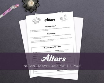 Altars Printable Page, Witchcraft Basics, Grimoire Printable, Book of Shadows, Witch Printable, Beginner Witch, Baby Witch