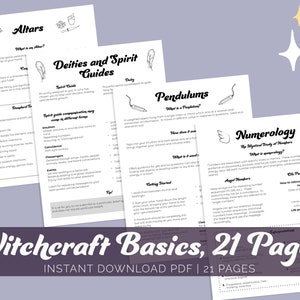 Witchcraft Basics Printable Pages, Beginner Witch, Grimoire Printables, Book of Shadows, Witch Pages, Beginner Witch, Baby Witch, Witch Book