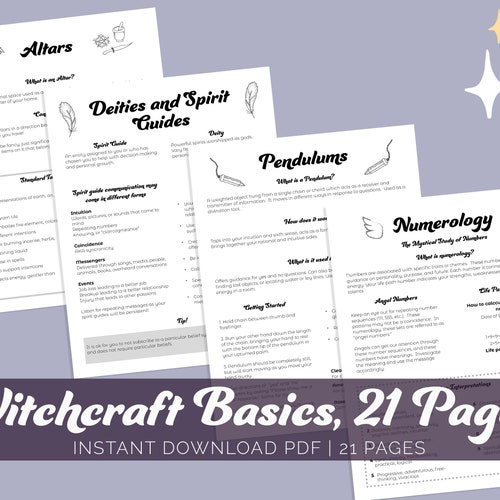 Witchcraft Basics Printable Pages Beginner Witch Grimoire - Etsy