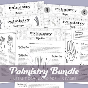 Palmistry Bundle, Palm Reading Guide, Palmistry Witchcraft, Grimoire Printable, Witch Printable, Book of Shadows, Baby Witch, Grimoire Pages